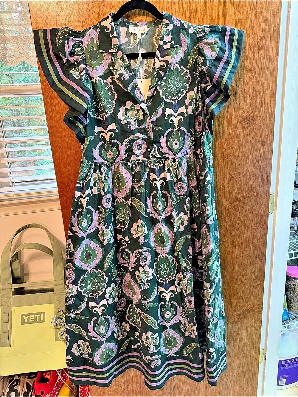 entro Floral Maxi Dress in Green & Purple NWT